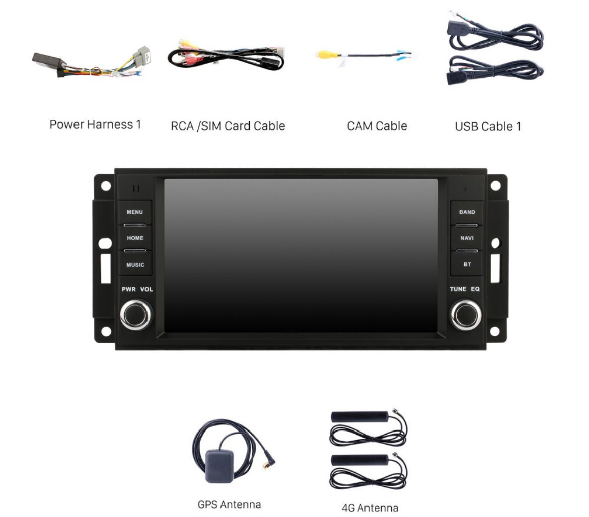 Android 12 7'' Wireless CarPlay & Android Auto Stereo for Jeep, Chrysler, Dodge, and Chevrolet Models